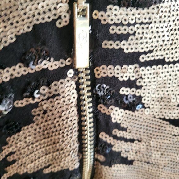 Eliza J, Sequined Shift Dress, Black and Bronze, Size 8 - Picture 4 of 14